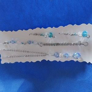 22-in silver chain bracelet necklace and earrings